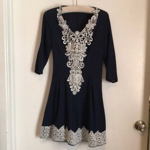 Navy blue dress.